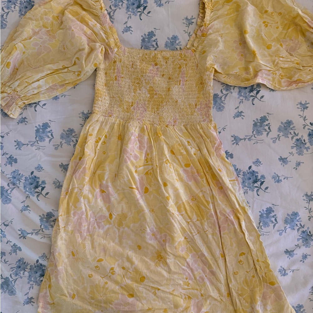Billabong Yellow and Pink Smocked Dress